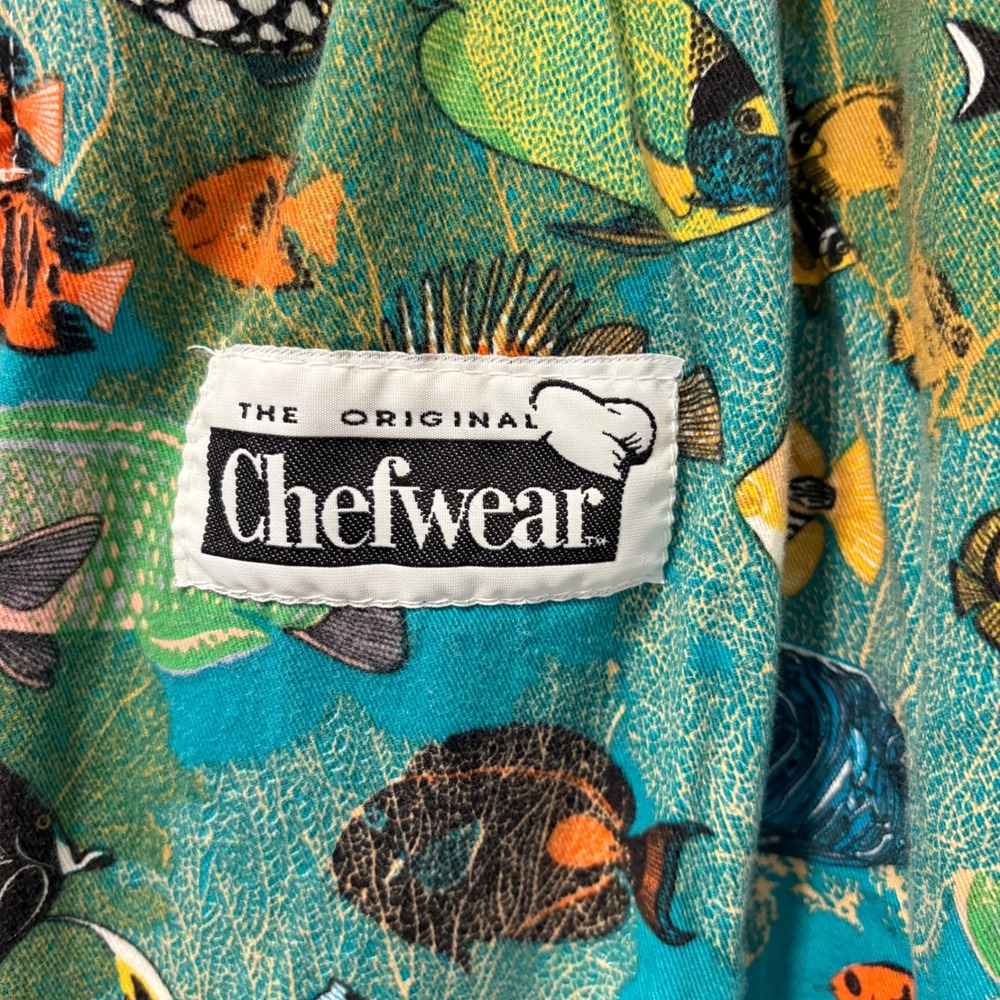 Unisex Vtg Chefwear Tropical Fish Print Baggy Pants Mens Small Made in USA 90s - Picture 3 of 12